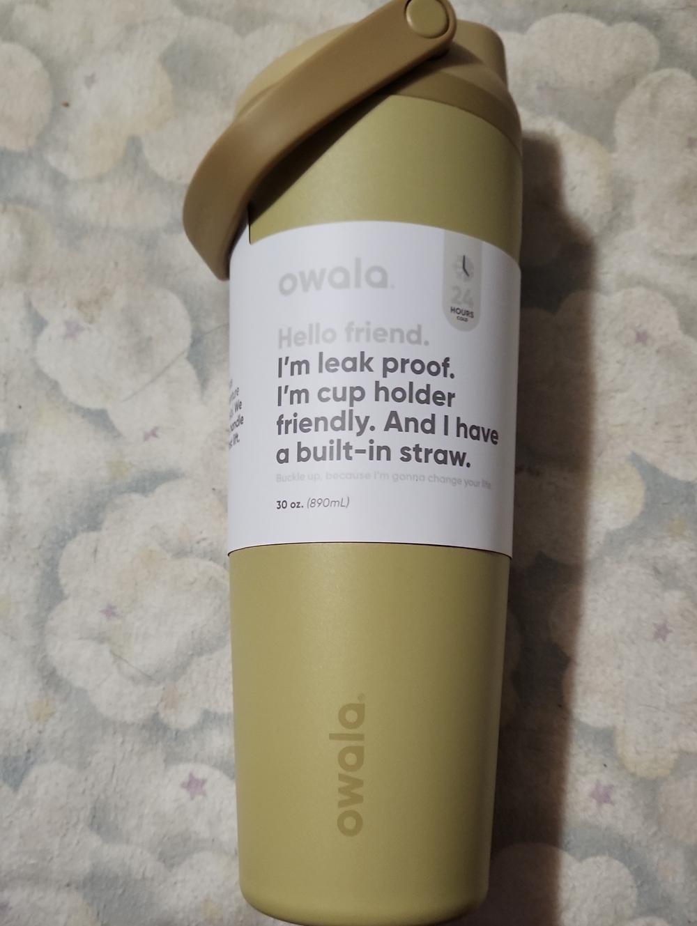 Olive Green 30 oz Leak-Proof Tumbler with Built-In Straw